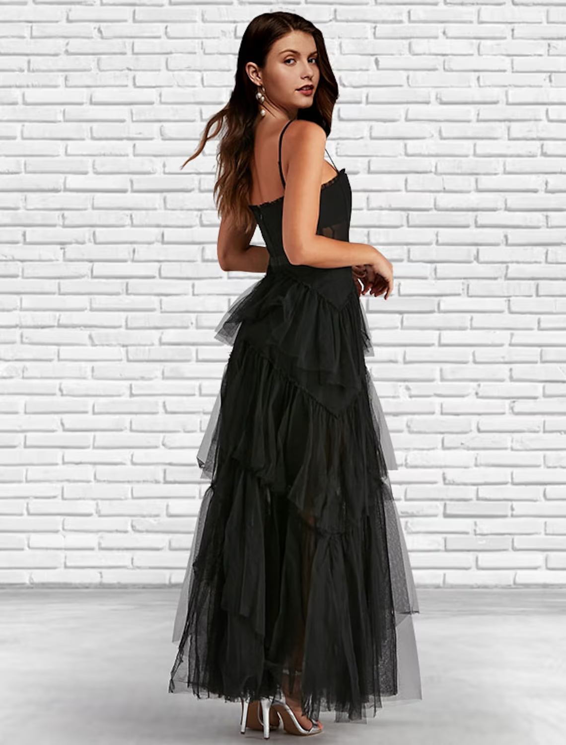 A-Line Prom Dresses Corsets Dress Party Wear Ankle Length Sleeveless Strapless Tulle Ladder Back with Ruffles Pure Color