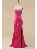 Mermaid / Trumpet Prom Dresses Empire Dress Formal Sweep / Brush Train Sleeveless Sweetheart Charmeuse with Appliques