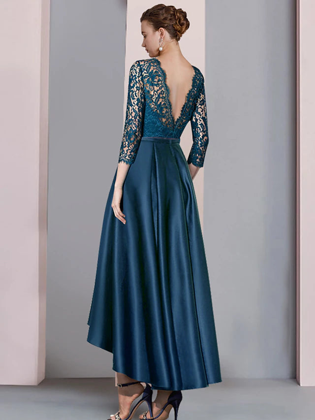 A-Line Mother of the Bride Dress Formal Wedding Guest Elegant High Low ...
