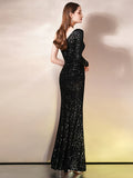 Mermaid / Trumpet Evening Gown Sparkle Dress Wedding Guest Floor Length Sleeveless One Shoulder Sequined with Sequin Slit