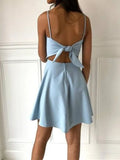 A Line Backless Short Homecoming Dresses