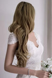 Mermaid Cap Sleeve Satin Lace Split Wedding Dress