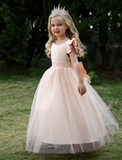 Kids Girls' Dress Plain Sleeveless Performance Party Mesh Bow Princess Sweet Polyester Maxi Tulle Dress Summer Spring 4-13 Years Wine Dusty Rose Gold