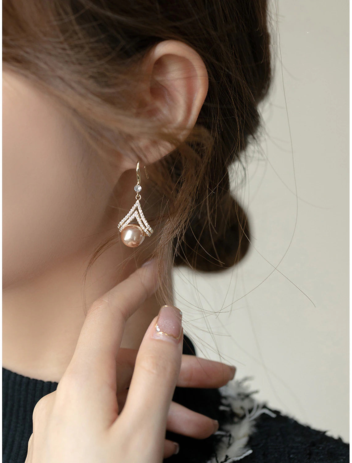 Women's Pearl Stud Earrings Fine Jewelry Classic Precious Stylish Earrings Jewelry Rose Gold For Gift Festival 1 Pair