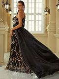 Mermaid / Trumpet Evening Gown Sexy Dress Formal Court Train Long Sleeve One Shoulder Polyester with Sequin