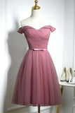 A-line Off Shoulder Sweetheart Tulle Homecoming Dress