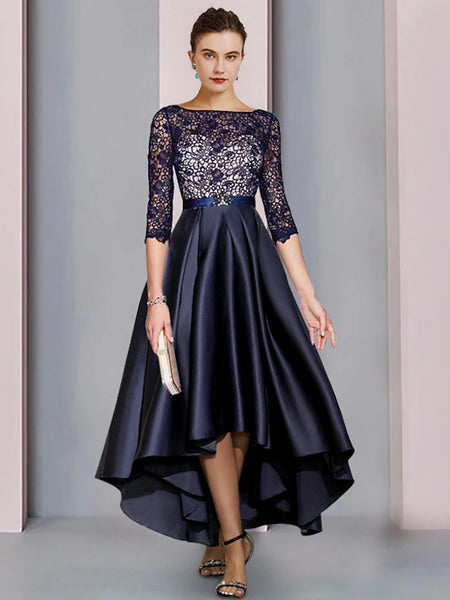 A-Line Mother of the Bride Dress Formal Church Elegant High Low Scoop ...