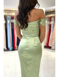 Mermaid / Trumpet Prom Dresses Minimalist Dress Cocktail Party Tea Length Sleeveless Sweetheart Charmeuse Backless with Pleats Ruched