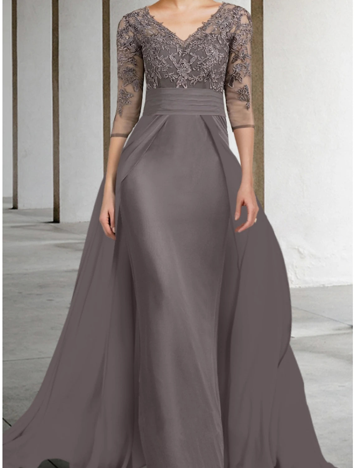 A-Line Mother of the Bride Dress Wedding Guest Elegant V Neck Floor Le ...