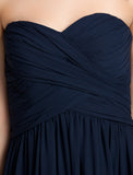 Sheath / Column Bridesmaid Dress Sweetheart Sleeveless Open Back Floor Length Chiffon with Criss Cross / Side Draping