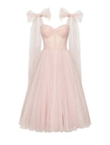 Ball Gown Cocktail Dresses Corsets Dress Graduation Tea Length Sleeveless Square Neck Tulle with Glitter