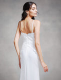 Mermaid / Trumpet Bridesmaid Dress Spaghetti Strap Sleeveless Elegant Floor Length Chiffon / Lace with Lace / Crystals