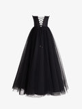 A Line Sweetheart Corset Tulle Prom Dress with Slit