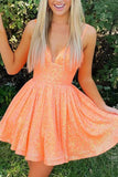 A Line V Neck Sequins Short Homecoming Dresses