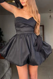 A-line Sweetheart Strapless Lace Up Satin Homecoming Dress