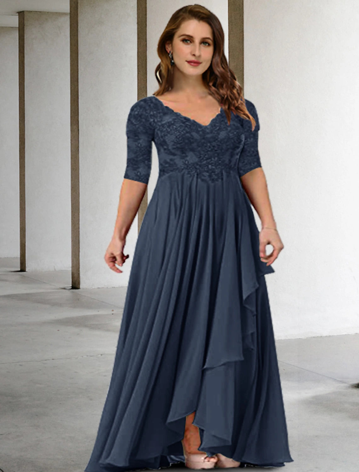 Two Piece A-Line Mother of the Bride Dresses Plus Size Hide Belly Curv