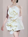 Sheath / Column Homecoming Dresses Floral Dress Party Wear Short / Mini Sleeveless Strapless Satin with Ruffles