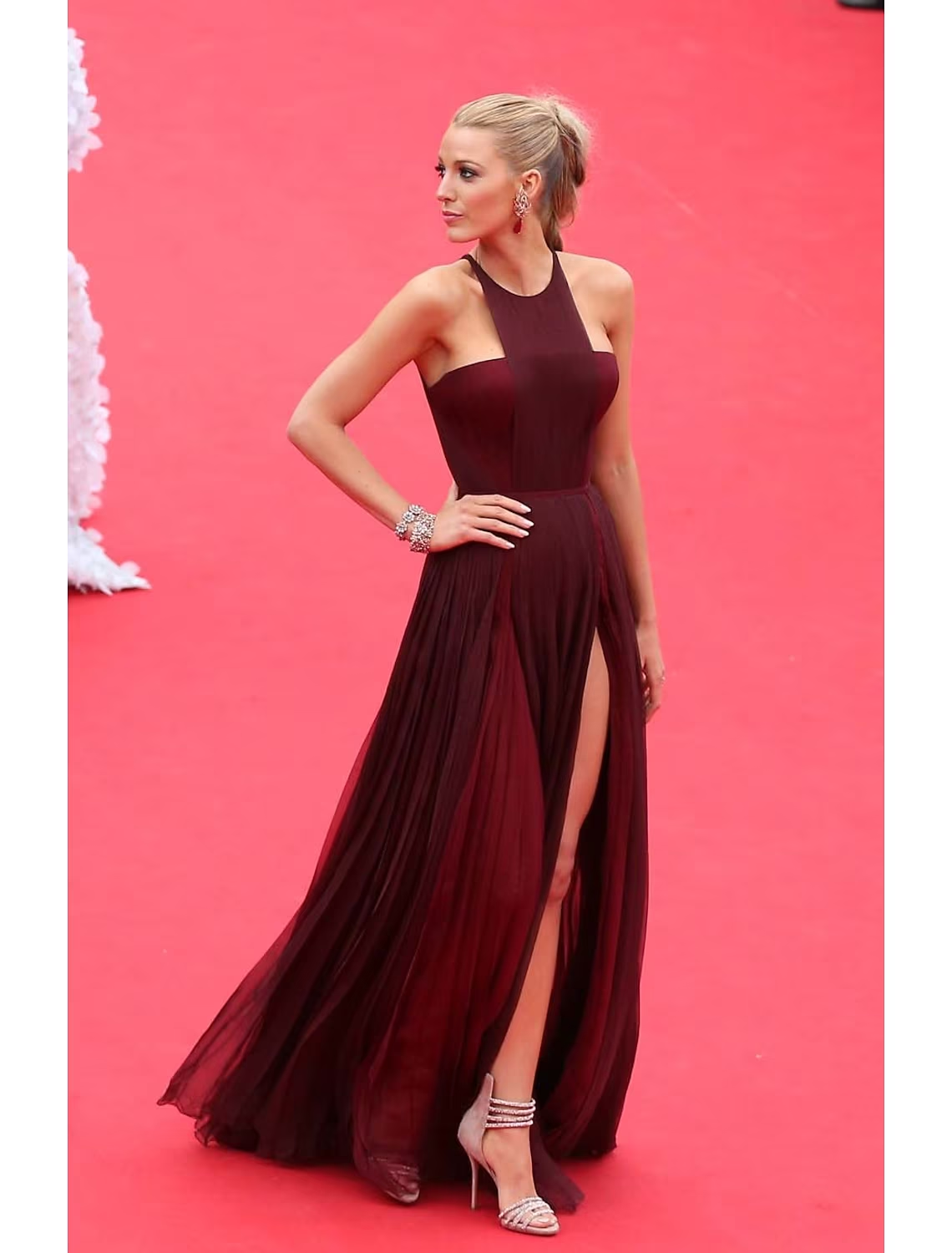 Blake Lively Burgundy Celebrity Prom Dress Cannes Film Festival 2014 R BL Dress