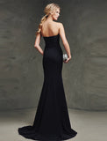 Mermaid / Trumpet Elegant Dress Strapless Sleeveless Sweep / Brush Train Polyester with