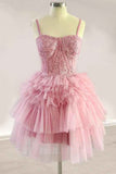 A-line Appliques Tiered Ruffle Short Homecoming Dress