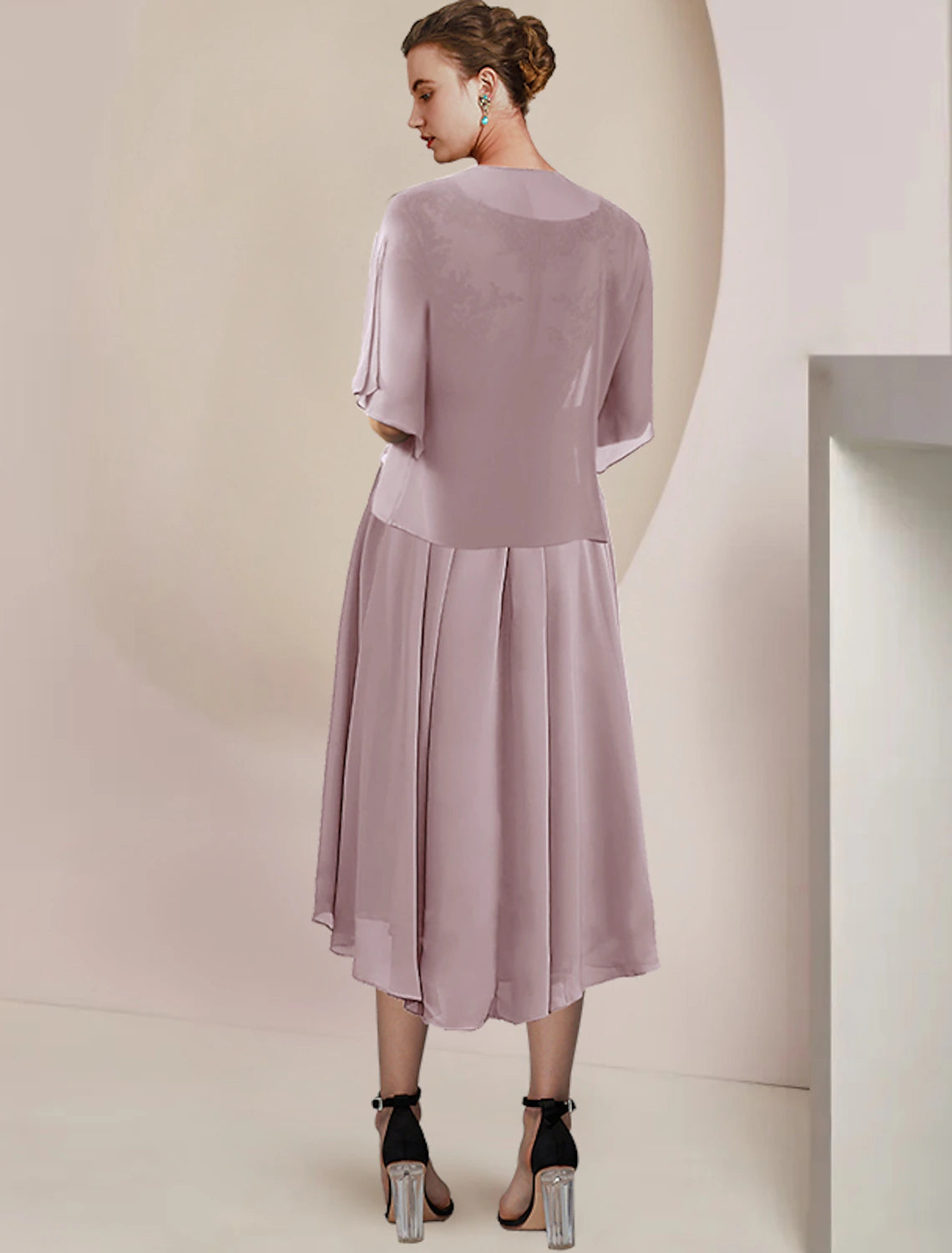 Two Piece A-Line Mother of the Bride Dress Formal Wedding Guest Elegan ...