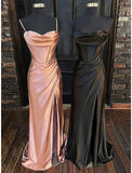 Sheath / Column Evening Gown Sexy Dress Evening Party Sweep / Brush Train Sleeveless Sweetheart African American Imitation Silk Crisscross Back with Criss Cross Ruched Slit
