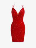 Sheath Sequins Homecoming Dress with Slit