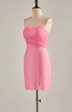 Strapless Chiffon Knee Length Homecoming Dress