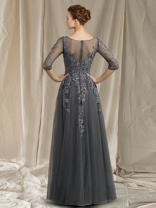 A-Line Mother of the Bride Dress Elegant V Neck Floor Length Chiffon L ...