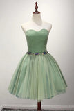 A-line Beading Ball gown Sweetheart Short Tulle Homecoming Dress