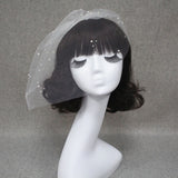 One-tier Edge Wedding Veil Blusher Veils / Veils for Short Hair / Birdcage Veils with Pearl Tulle