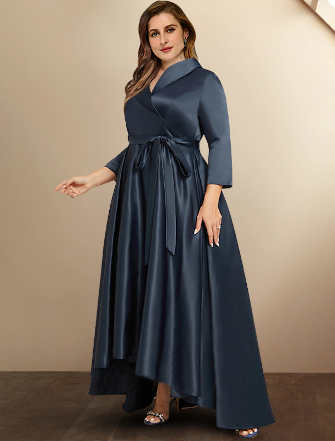 A-Line Mother of the Bride Dresses Plus Size Hide Belly Curve High Low – BL  Dress