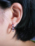 Women's Zircon Hoop Earrings Jewelry Classic Precious Stylish Simple Earrings Jewelry Blue / Purple / Fuchsia For Gift Festival 1 Pair