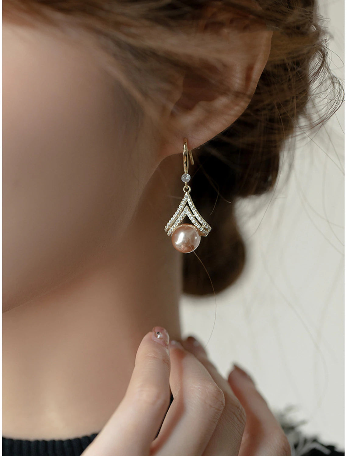 Women's Pearl Stud Earrings Fine Jewelry Classic Precious Stylish Earrings Jewelry Rose Gold For Gift Festival 1 Pair