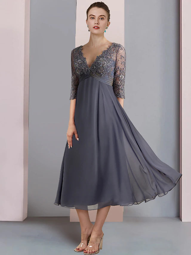 A-Line Mother of the Bride Dress Formal Wedding Guest Vintage Elegant ...