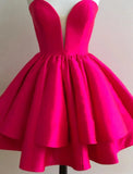 A-Line Homecoming Dresses Princess Dress Graduation Short / Mini Sleeveless Sweetheart Barbiecore Satin Backless with Ruffles