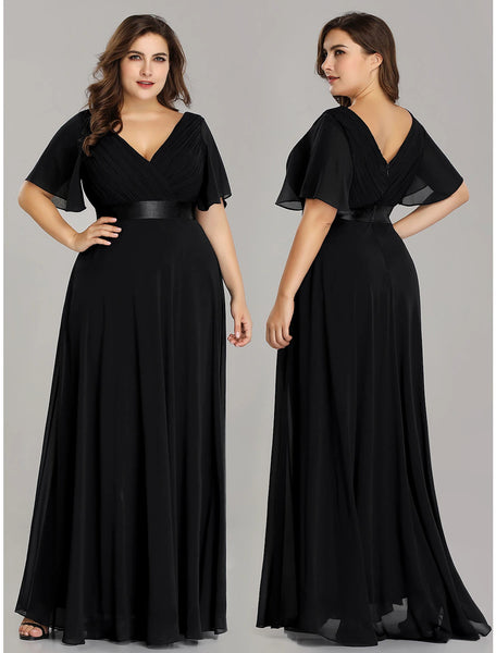 A-Line Empire Fall Wedding Guest Dress For Bridesmaid Plus Size Formal ...