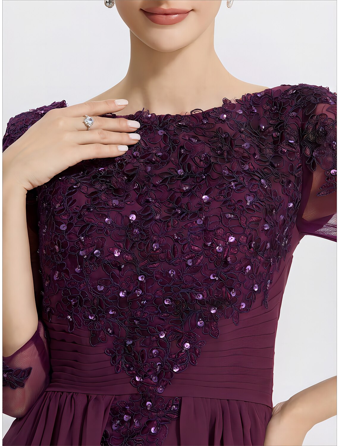 A-Line Mother of the Bride Dress Formal Wedding Guest Elegant Jewel Ne ...