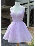 A-Line Homecoming Dresses Sparkle & Shine Dress Holiday Short / Mini Sleeveless Spaghetti Strap Tulle with Glitter