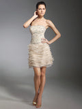 Sheath / Column Dress Holiday Short / Mini Sleeveless Strapless Lace with Lace Beading
