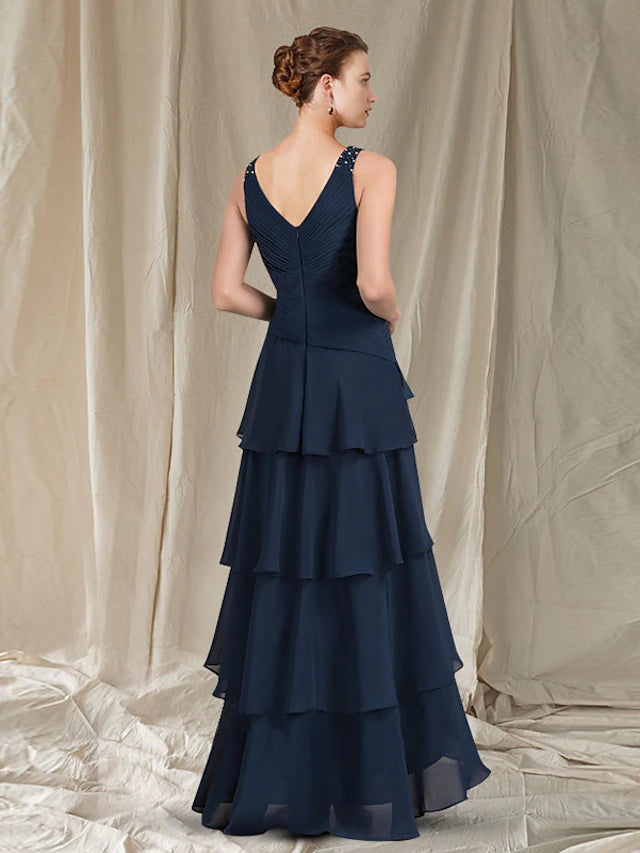 Two Piece A-Line Mother of the Bride Dress Elegant High Low V Neck Asymmetrical Floor Length Chiffon Short Sleeve Wrap Included with Ruched Ruffles
