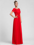 Sheath / Column Square Neck Floor Length Chiffon Bridesmaid Dress with Side Draping