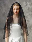 Two-tier / Classic & Timeless Wedding Veil Elbow Veils with Flower Comb / Pure Color Tulle