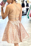 A-line Lace Criss Cross Back Homecoming Dress