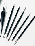 Pimple Popper Tool Kit 6 Pcs Blackhead Remover Acne Needle Tools Set Removing Treatment Comedone Whitehead Popping Zit for Nose Face Skin Blemish Extractor Tool - Silver