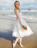 Hall Boho Wedding Dresses A-Line Sweetheart Strapless Knee Length Lace Bridal Gowns With Lace