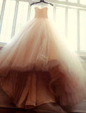 Engagement Formal Wedding Dresses Ball Gown Sweetheart Strapless Court Train Tulle Bridal Gowns With Ruched