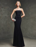 Mermaid / Trumpet Elegant Dress Strapless Sleeveless Sweep / Brush Train Polyester with