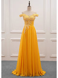 A-Line Wedding Guest Dresses Floral Dress Prom Sweep / Brush Train Sleeveless Off Shoulder Chiffon with Appliques