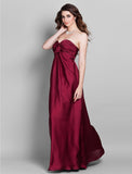 Sheath / Column Bridesmaid Dress Sweetheart Sleeveless Open Back Floor Length Stretch Satin with Beading / Side Draping / Flower